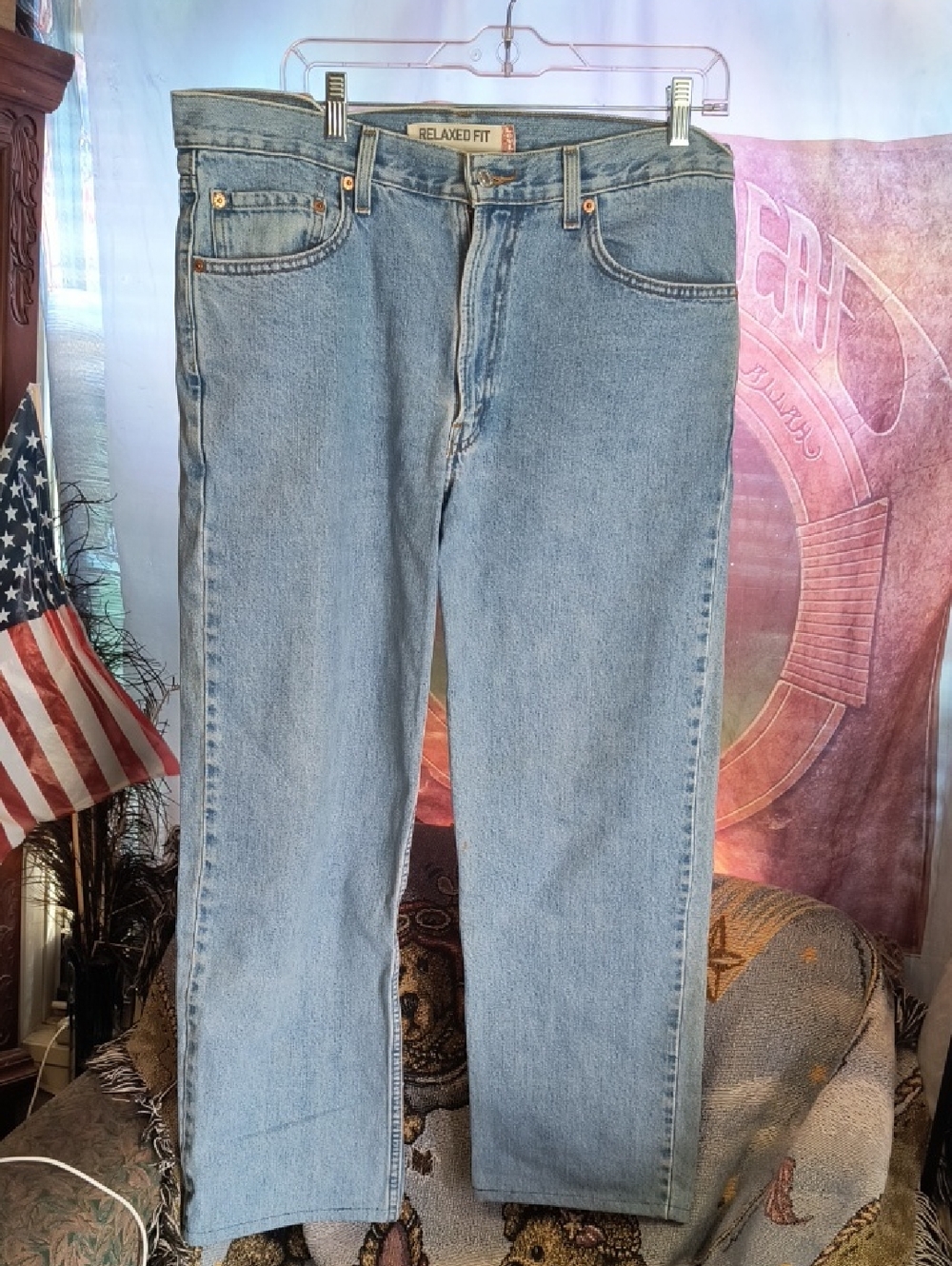 Men's Levi's Relaxed Fit Light Blue 550 Bootleg Denim Jeans 34/34